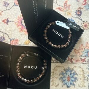 NWT Nogu Obsidian | Silver | Firefly Glass Macrame Bracelet set of 2